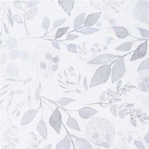 Gray Breezy Leaves Peel and Stick Wallpaper 17.7” x 78.7” Neutral Watercolor